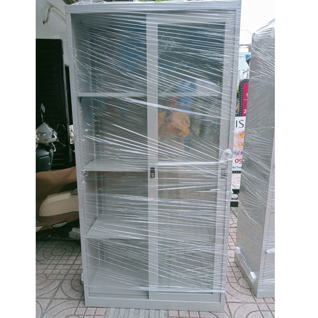 Tủ hồ sơ 2 cánh kính lùa hàn liền